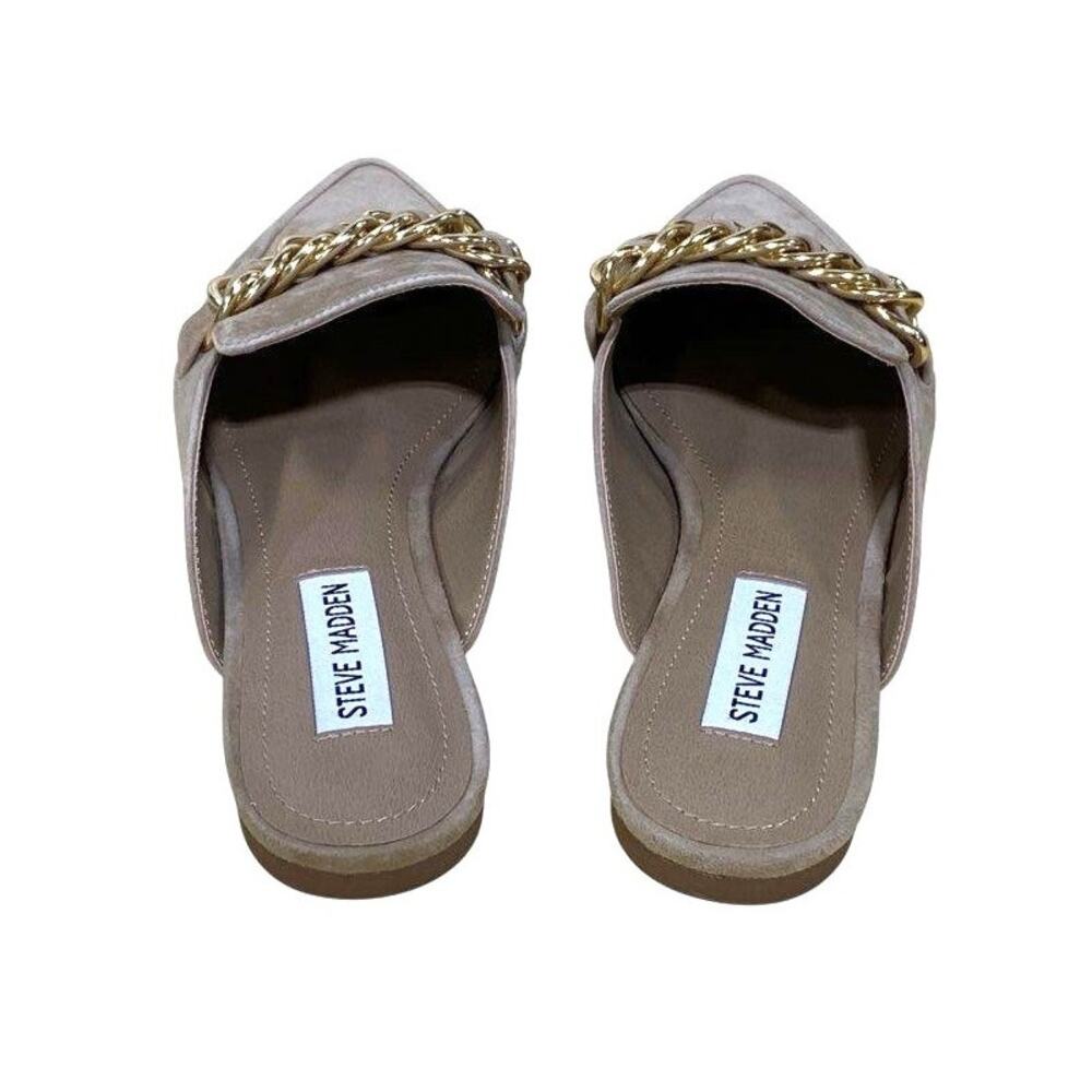 Steve Madden Faine Suede Chain Detail Mules Flats 7.5M - Picture 2 of 8